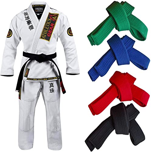 Athletics Gear AG Martial Arts Karate Belt, 100% Cotton with Multiple Stitching Belts for BJJ, Judo, Taekwondo and Karate (Yellow, 240cm)