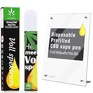 STARKIT® Wegwerf CBD Vape Pen mit 5% CBD E Liquids,Schlaf verbessern,Stress abbauen,Schmerzen lindern,ohne Nikotin,ohne THC (Volles Spektrum – 5% CBD)