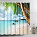 ABxinyoule Tropical Beach Shower Curtain Polyester Waterproof Fabric Beach Scene Bathroom Decor 72 x 72 inch