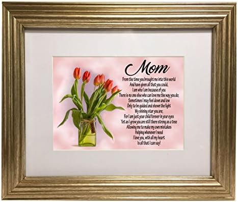 Mother's Gift to Mom from Son or Daughter, Sentimental Mother Day Poem in Gold Picture Frame Matted to 5x7 - by Words Matter Gifts