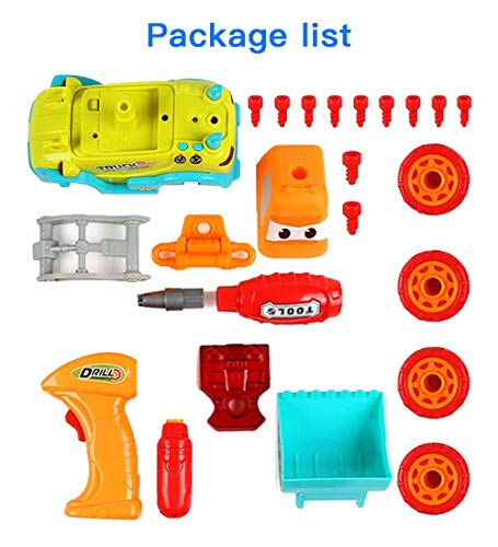 Construction Bulldozer Toy, Bulldozer Vehicles Toy Take Apart STEM Car Kits (Light & Music ) Truck Engineering Vehicle with Drill Tool, Education Building Play Set for Boys Girls (Age 3+) Toddlers
