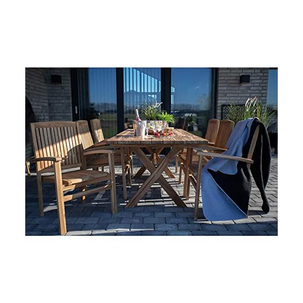 Muline Teak Gartentisch 90x200 Teakholz massiv Tisch Garten Beistelltisch Holz – Bild 6