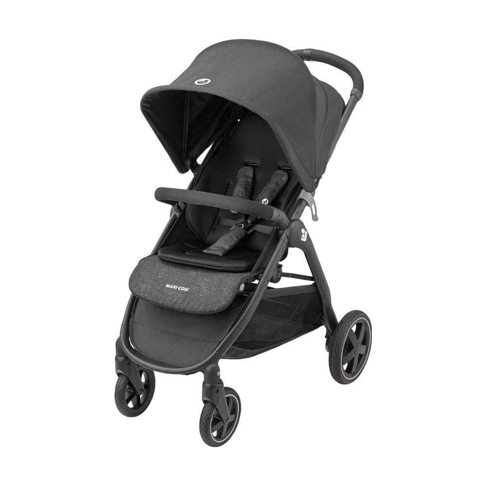 Maxi-Cosi Gia, kompakter Sportwagen mit bequemem Sitz, nutzbar ab der Geburt bis ca. 4 Jahre (max. 22 kg), faltbarer All-Terrain-Buggy inkl. Regenverdeck & großem Einkaufskorb, Nomad Black (schwarz)