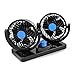 Taotuo 12V Electric Car Fan 360 Degree Rotatable 2 Speed Dual Head Car Auto Cooling Air Circulator Fan for Van SUV RV Boat Auto Vehicles Golf