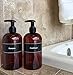 Bottiful Home-16 oz Refillable Empty Durable Translucent Amber PET Plastic Shampoo & Conditioner Bottle Set-B&W Pre-Applied Fully Waterproof Labels-100% Rust-FREE, Clog-FREE, Drip-FREE