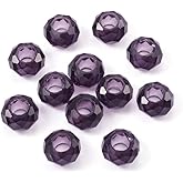 KISSITTY 100Pcs Indigo Glass Faceted European Beads Bulk Crystal Rondelle Large Hole Loose Spacer Beads Slide Charms No Metal Core 14x8mm for DIY Bracelet Necklace Jewelry Making Hole:5mm