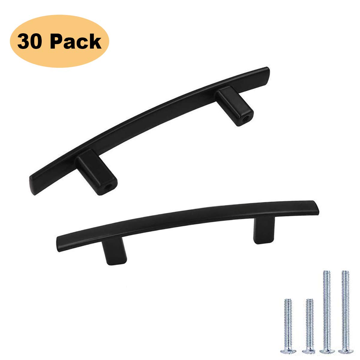 Buy 30 Pack Curved Handles Matte Black Curved Drawer Pulls 3 Inch Hole Centers
