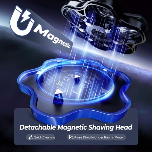 Xcdgiogw 7D Electric Head Shaver: Head Shavers for Bald Men - Waterproof Wet Dry Razor for Men Daily - Smart LED Display, 90-Min Runtime & Type-C - Classic Motorcycle Style