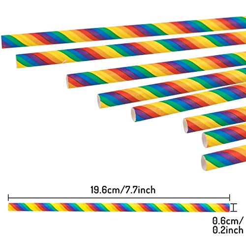 Whaline Papierstrohhalme Biologisch Abbaubare Papier Trinkhalme, Regenbogen Einweg-Strohhalme für Geburtstag Hochzeit… – Bild 3