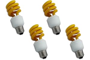 lumenivo 13W Yellow Light Bulbs Spiral CFL E26 Medium Base Porch Lights That Don't Attract Bugs - Lights Outdoors and Indoors - 120V - 4 Pack