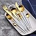 Stainless Steel Flatware Set, Morgiana 4-Piece Flatware Cutlery Set Including Fork Spoons Knife Tableware for Home,Hotel,Restaurant (White+Golden 1)
