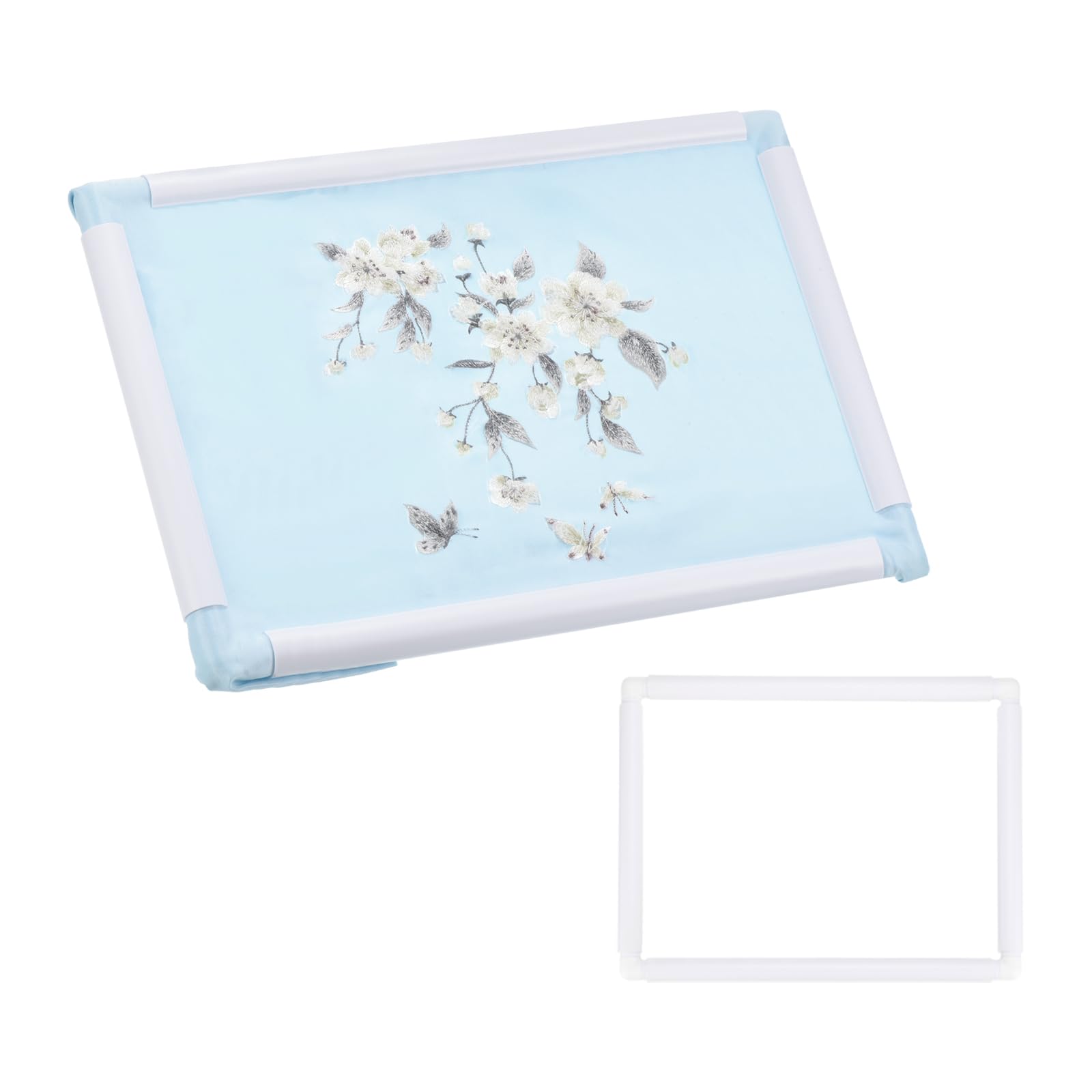 PATIKIL Embroidery Hoops Universal Clip Embroidery Hoop Frame Reusable Square Rectangle Plastic Clip Frame Embroidery Hoop for Art Craft Sewing (11x15Inch), White