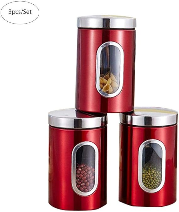 Jsmhh Conjuntos de acero inoxidable 3pcs del frasco con huella digital