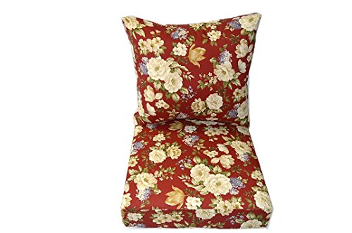 Crimson Red, Purple, Ivory Victorian Rose Floral - Cushions for Patio
Outdoor Deep Seating Furniture Chair - Choice of Size (SEAT CUSHION -
24" W X 27" D)