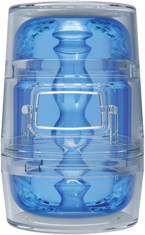 Main Squeeze POP-Off, OPTIX ULTRASKYN Compact Stroker, Crystal Blue, Transparent Design, Double-Ended