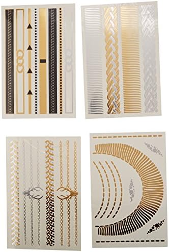 Kouture Tattoos 4 sheets Jewelry Inspired Metallic Flash Tattoos Scene Setter, 4 sheets