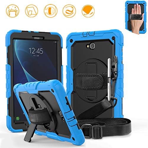 DUNNO Samsung Galaxy Tab A 10.1 Case - Heavy Duty Rugged Full Body with Built-in Kickstand & Built-in Screen Protector Shockproof for Galaxy Tablet SM-T580 T585 T587 (Light Blue/Black)