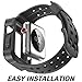 Apple Watch 3 Case, iiteeology Aluminum Rugged Protective Case with Black Strap Bands for Apple Watch 42mm Series 3 2017/Series 2-black