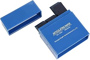 MISEMIKO 300 Sheets Dental Articulating Paper, Plastic Dispenser Blue 100 Micron Bite Articulating Paper & Film Doubled Side (Blue, 300Pcs)