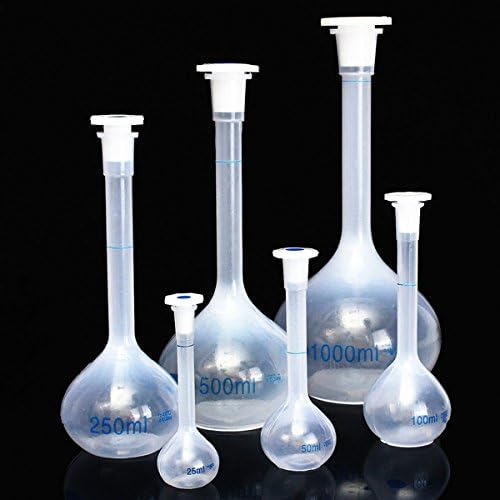 25mL To 1000mL Clear Plastic Volumetric Measuring Flask Lab Reagent Preparation Tool (Random: Capacity)