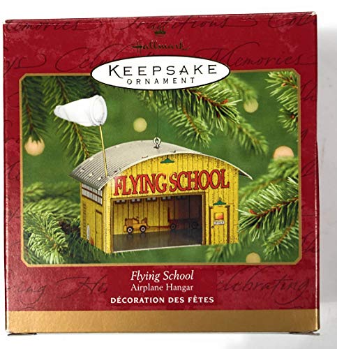 Hallmark 2001 Flying School Ornament Airplane Hanger