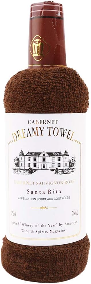SUNSKYOO Creative Towel Gift Present Soft Cotton Face Towel Gift Red Wine Bottle Shape Wedding Gift Home Decoration,Brown