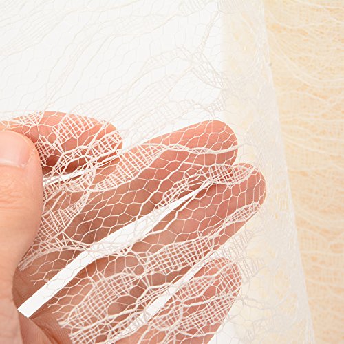 Adeeing 6 Inch x 25 Yards Vintage Lace Roll Floral Lace Ribbon for Tutu Skirt Fabric Table Runner Chair Sash DIY Wedding Party Bridal Shower Decorations Gift Bow Craft Milk White