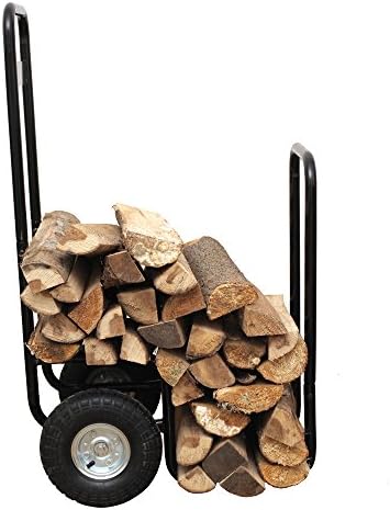 HIO Haul-It Wood Mover Rolling Firewood Cart, Log Rack On Wheels, Black