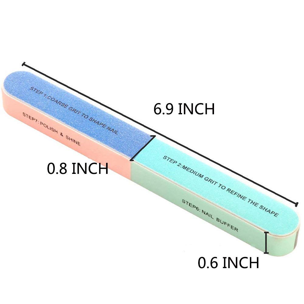 10 PCS IFUNSON Professional 7 Way Nail File and Buffers for Women Girls, Emery Boards, Manicure Tools : Beauty