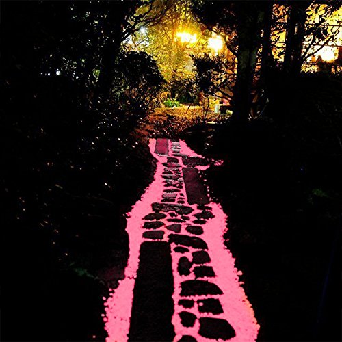 300pcs Glow in the dark Garden Pebbles, Gardening Luminous Glow Stones Outdoor Decor Glowing Water Fish Tank Gravel (Pink) - Thumbnail 2