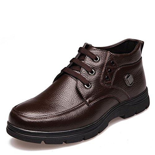 Janice Davis Plus Size 39-48 Men Winter Cotton-padded Shoes Genuine Leather Boots Warm Ankle Snow Boots Brown 10.5 Janice Davis Plus Size 39-48 Men Winter Cotton-padded Shoes Genuine Leather Boots Warm Ankle Snow Boots Brown 10.5