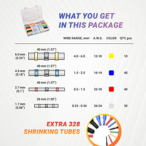 448Pcs Solder Seal Wire Connectors Waterproof & Heat Shrink Tubing | Butt Connectors and Shrink Tubes | All in One Electrical, Boat and Automotive Splice Kit | No Crimp Cables and Wires Ultimate Box - Thumbnail 3