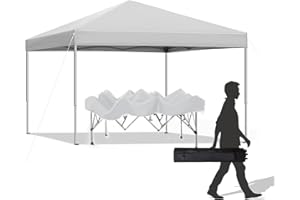 SAILARY 10x10 ft Pop Up Canopy Tent, Easy Up Instant Outdoor Canopy, Straight Legs, Wheeled Carry Bag - White
