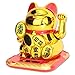 Set of 2 Small White & Gold Happy Beckoning Fortune Happy Cats Maneki Neko Solar Toy Home Decor Business Part Gift ~WPYST