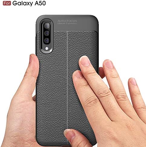 FAIRYCASE Thin Silicon Case for Galaxy A50 Shell Litchi Grain TPU Leather Back Cover for Samsung Galaxy A50 6.4inch Case(2019),Black