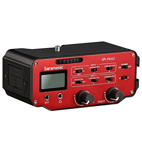 Saramonic SRPAX2 Audio Mixer Adapter Preamplifier Two XLR and Two 3