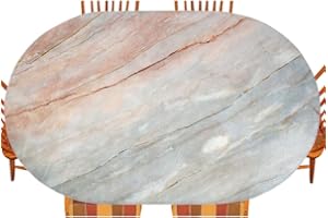 ESFVRG Marble Oval Table Cloth, Onyx Stone Textured Natural Featured Scratches, Indoor Dining and Outdoor Patio Festival Use, Fits 42" x 60" Table, Grey