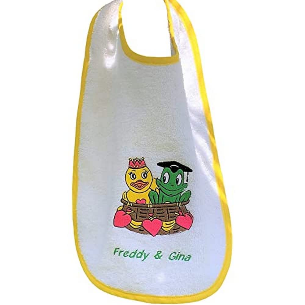 Freds Swim Academy 20311 Soft Velour Bib - Terry Cloth with Fred & Gina Motif, Approx. 27 x 44 cm, White