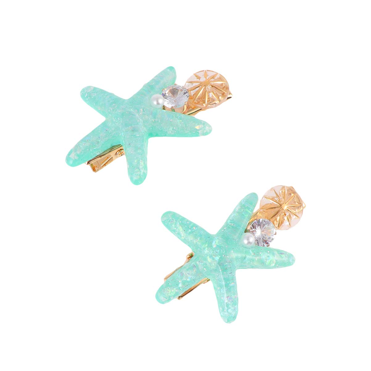 Lurrose Pearl Hair Clip Pearl Hair Clip 2pcs Rhinestone Hair Clips Hairpin Hairpins Summer Beach Hair Barrettes for Women and Girls (Mint Green) Girl Hair Clips Girl