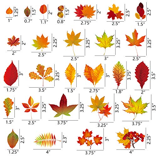 DomeStar Fall Leaves Window Clings, 174PCS Window Fall Stickers Maple Leaves Window Decals for Halloween Thanksgiving Day Decorations