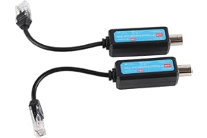 Zerodis Passive IP Coaxial Transmitter, Powerline Adapters 1 Pair 10/100 Mbps Coaxial Transmitter Receiver Extender Over Coax