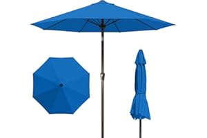 Patio Kingdom 9FT Patio Umbrella with Fiberglass Ribs, Outdoor Market Table Umbrella with Crank and Tilt, UV Resistant Waterproof Canopy for Patio, Garden, Deck, Pool, Royal Blue