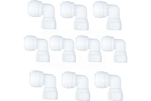 XINWOO Fittings Elbow 3/8" x 1/4" Female Thread Quick Connect for Reverse Osmosis RO System Parts (10 Pack)