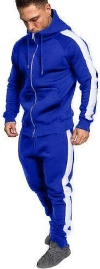 Gallity Mens Warm Sports Jogging Tracksuit Sweatshirt Top + Bottoms Set Autumn Winter (3XL, Blue)