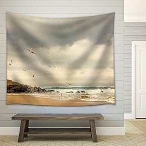 Seagulls Fly on The Coast - Fabric Wall Tapestry Home Decor - 51x60 inches