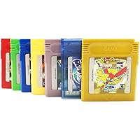 2023 Enhanced Gameboy Color Games Cartridge Collection 7-Pack (Green, Blue, Red, Yellow, Gold, Crystal, Silver) for Nintenton