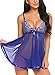 Avidlove Women Nightwear Lace Babydoll Strap Chemise Halter Lingerie Sexy Nighty Blue L