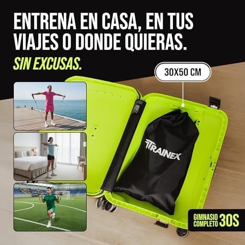 Bandas Elásticas com Barra | Elásticos de resistência até 100 kg | Kit Completo de Treino em Casa | TRAINEX