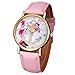 Kingfansion Vogue Women's Leather Floral Printed Anchor Quartz Dress Wrist Watch