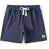 NIMENJOJA Mens 7" Sweat Shorts Cotton Workout Gym Jogger Lounge Shorts with Zipper Pockets